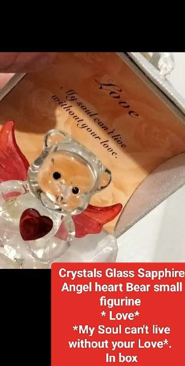 Crystal Red Garnet heart Glass Angel Bear figurine LOOK at My BUY NOW items NO WAITING