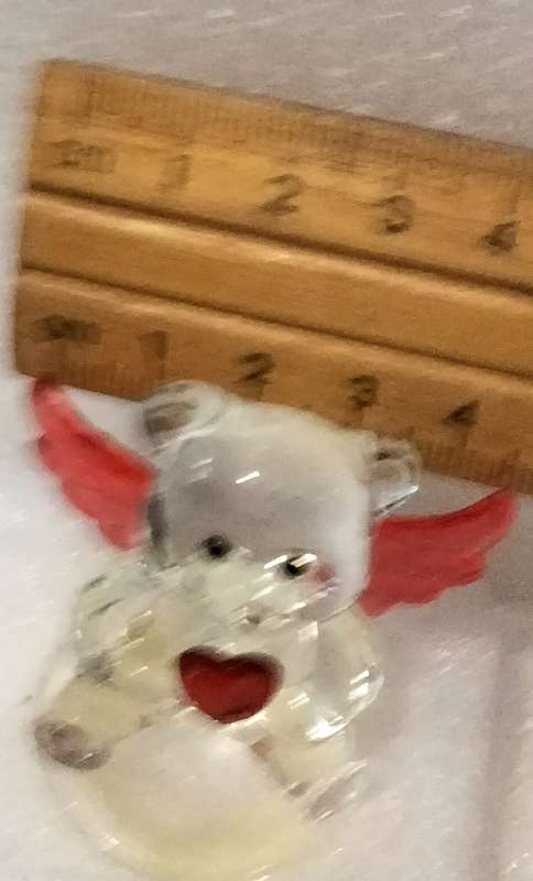 Crystal Red Garnet heart Glass Angel Bear figurine LOOK at My BUY NOW items NO WAITING