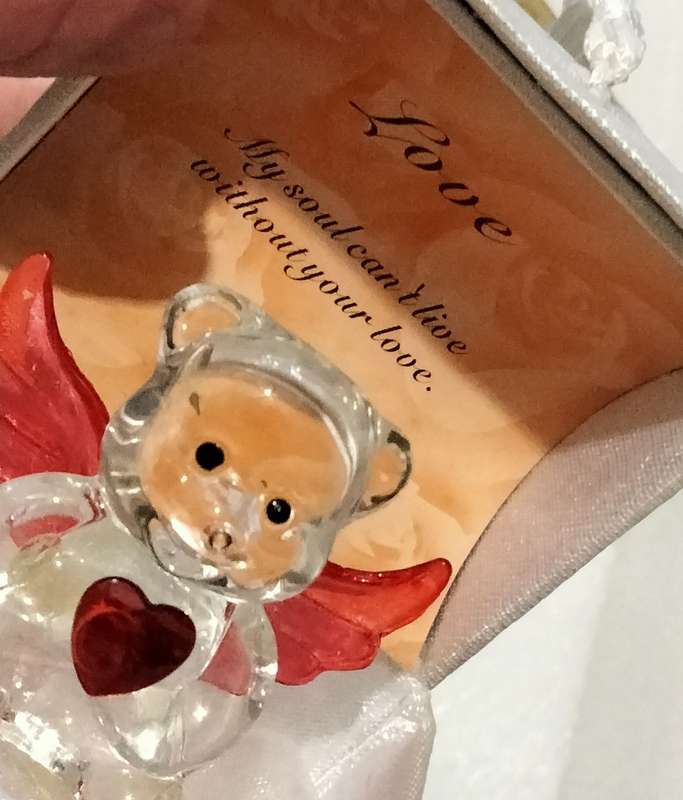 Crystal Red Garnet heart Glass Angel Bear figurine LOOK at My BUY NOW items NO WAITING