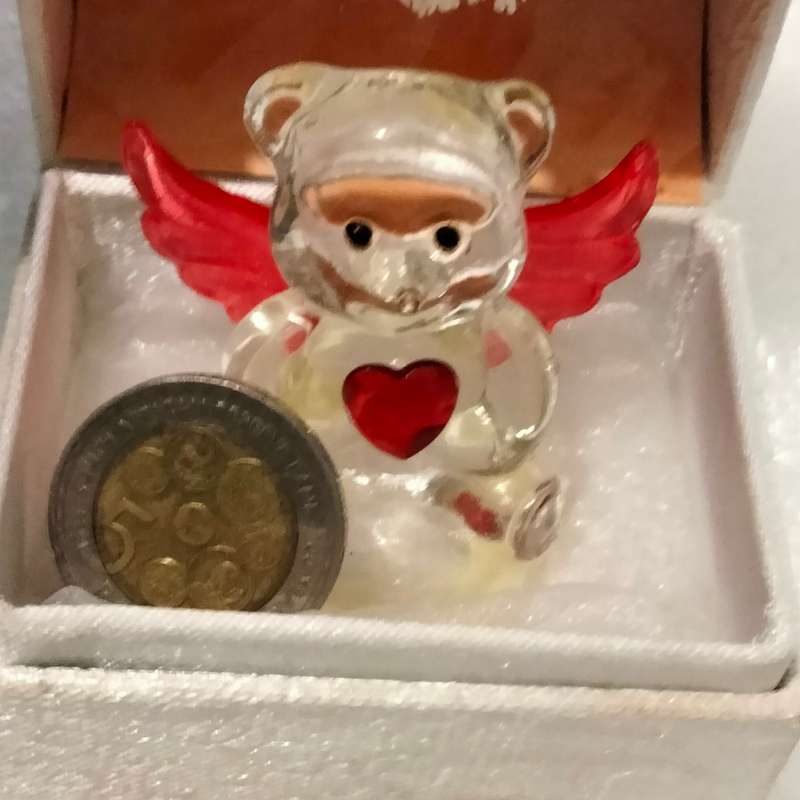 Crystal Red Garnet heart Glass Angel Bear figurine LOOK at My BUY NOW items NO WAITING