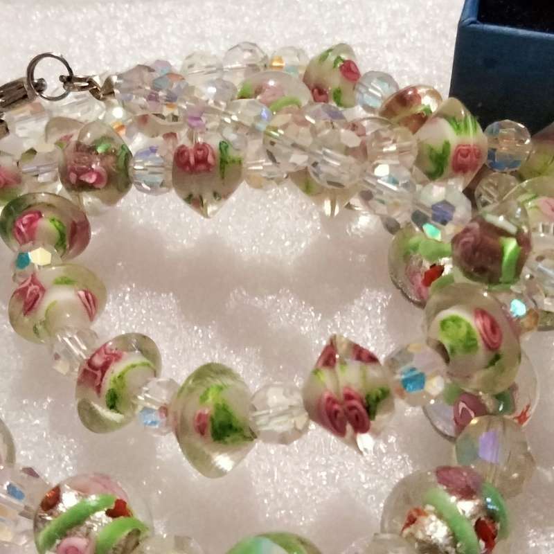 WEDDING Cake Murano lampwork glass hand made NECKLACE