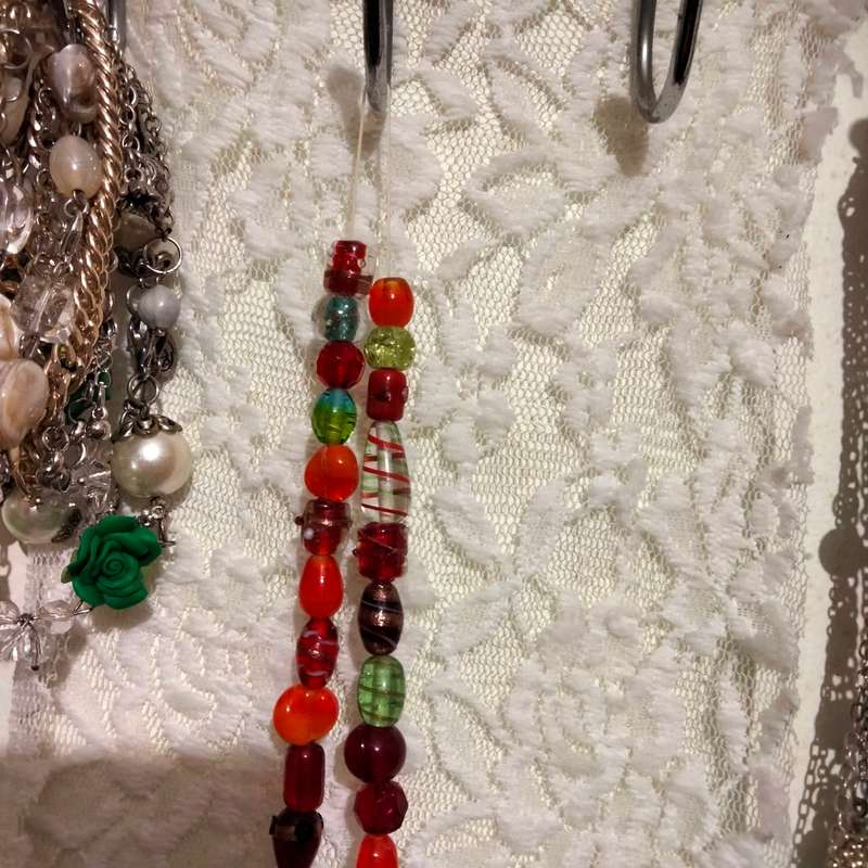 Necklace Murano Italian crystal lampwork mix beads - wedding cake Art Glass - stretch