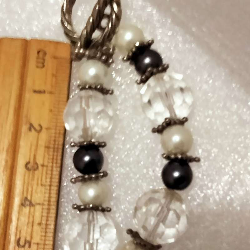 Necklace Czecholavakia large cut glass faceted crystals + cream+ grey Blue Pearls faux