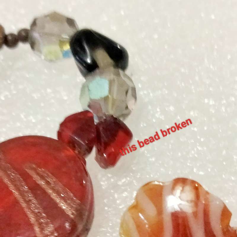 Necklace Murano Italy - crystal lampwork -silver gold -foil - art glass