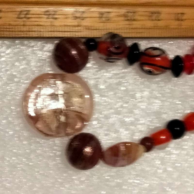 Necklace Murano Italy - crystal lampwork -silver gold -foil - art glass