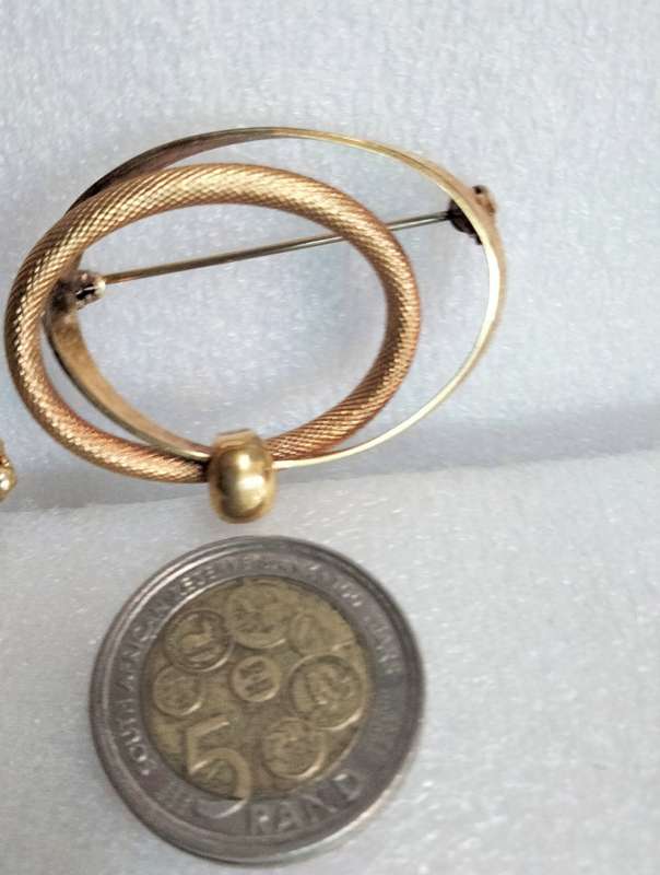 BROOCH Celtic Love KNOT Vintage ROLLED GOLD stamped1O/OOO BROOCH2CIRCLES Textured Smooth Circles