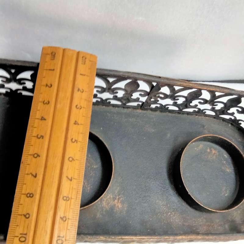 3 candle holders glass+used candles+Metal Rectangular flurdelys design LOOK At My BUY NOW NO WAITING