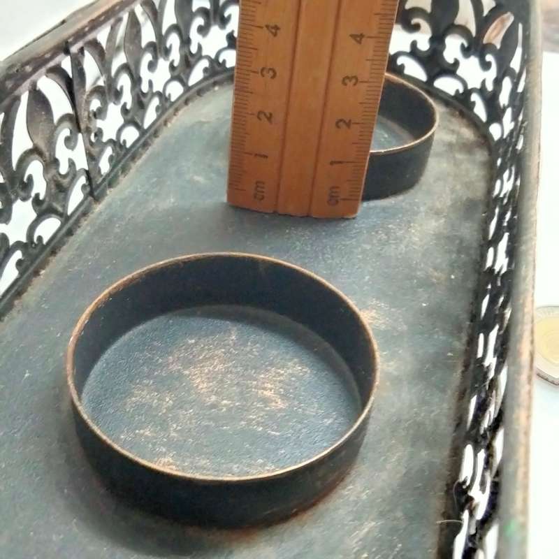 3 candle holders glass+used candles+Metal Rectangular flurdelys design LOOK At My BUY NOW NO WAITING
