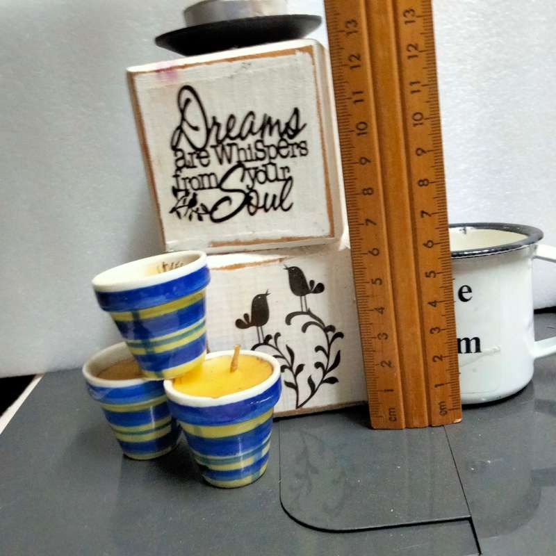 5 Candles Holders Wood blocks+metal mini Ceramic pots Enamel mug LOOK At My BUY NOW - NO WAITING