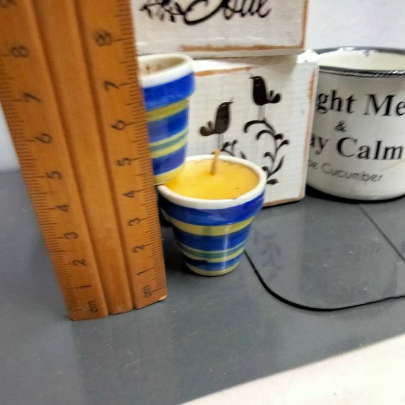 5 Candles Holders Wood blocks+metal mini Ceramic pots Enamel mug LOOK At My BUY NOW - NO WAITING