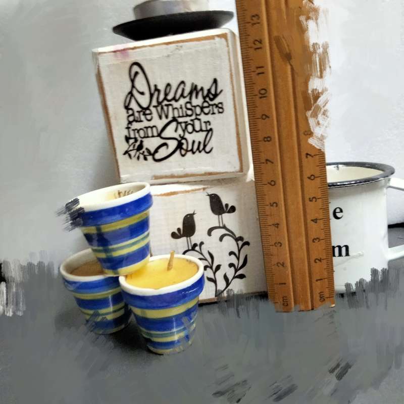 5 Candles Holders Wood blocks+metal mini Ceramic pots Enamel mug LOOK At My BUY NOW - NO WAITING