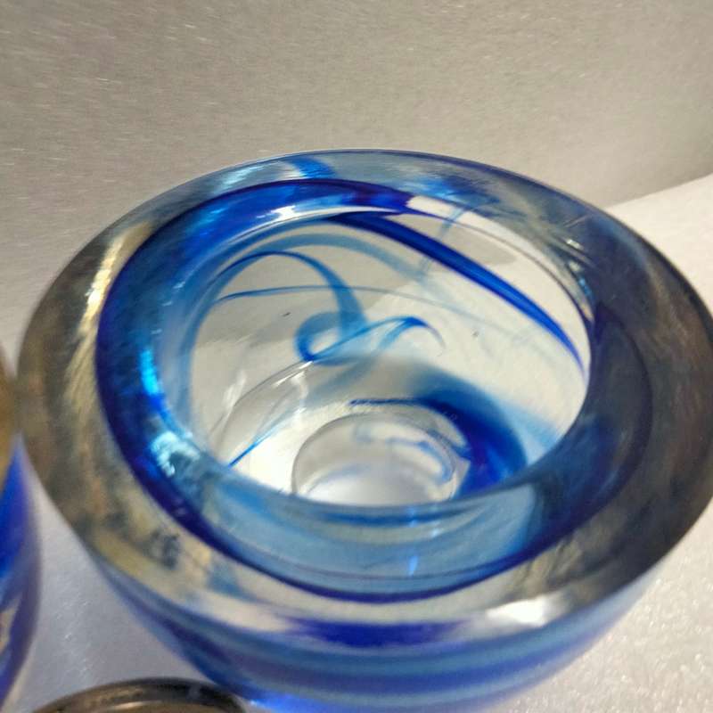 2 Cobolt Glass Candle holder Votive Tea Light double sided Look at my Buy Now listing
