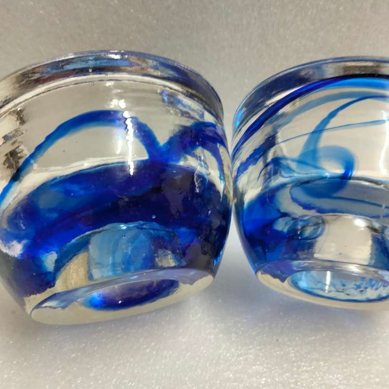2 Cobolt Glass Candle holder Votive Tea Light double sided Look at my Buy Now listing