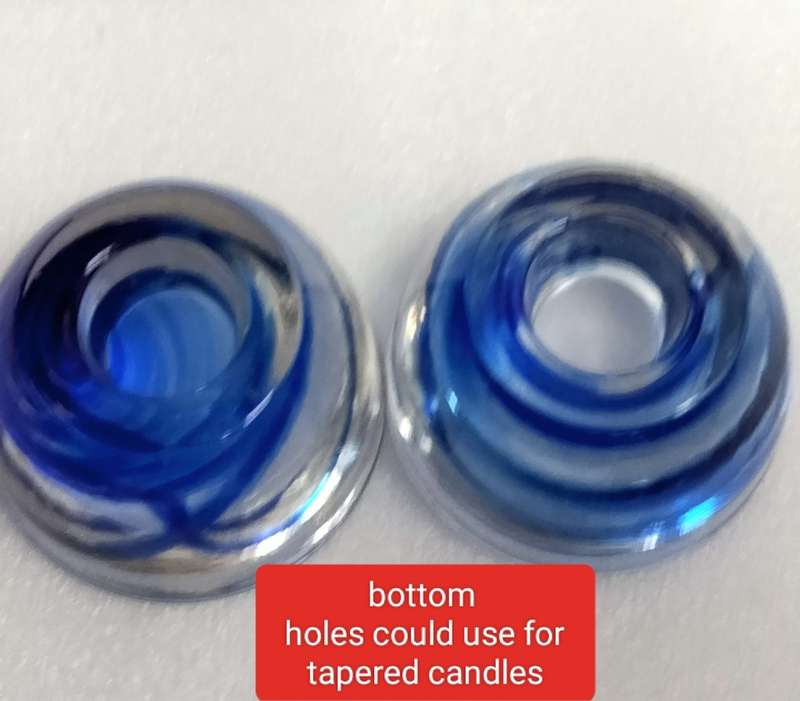 2 Cobolt Glass Candle holder Votive Tea Light double sided Look at my Buy Now listing