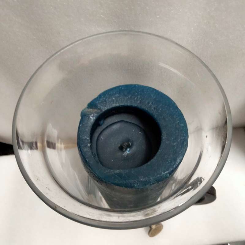 Unusual *Metal +Glass Hurricane Candle holder + Tall candle used *LOOK At MY BUY NOW LISTING