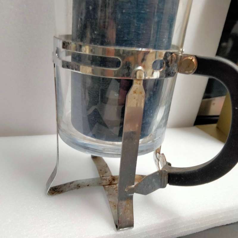 Unusual *Metal +Glass Hurricane Candle holder + Tall candle used *LOOK At MY BUY NOW LISTING