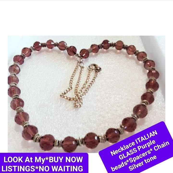 1 Italian cut glass purple bead necklace