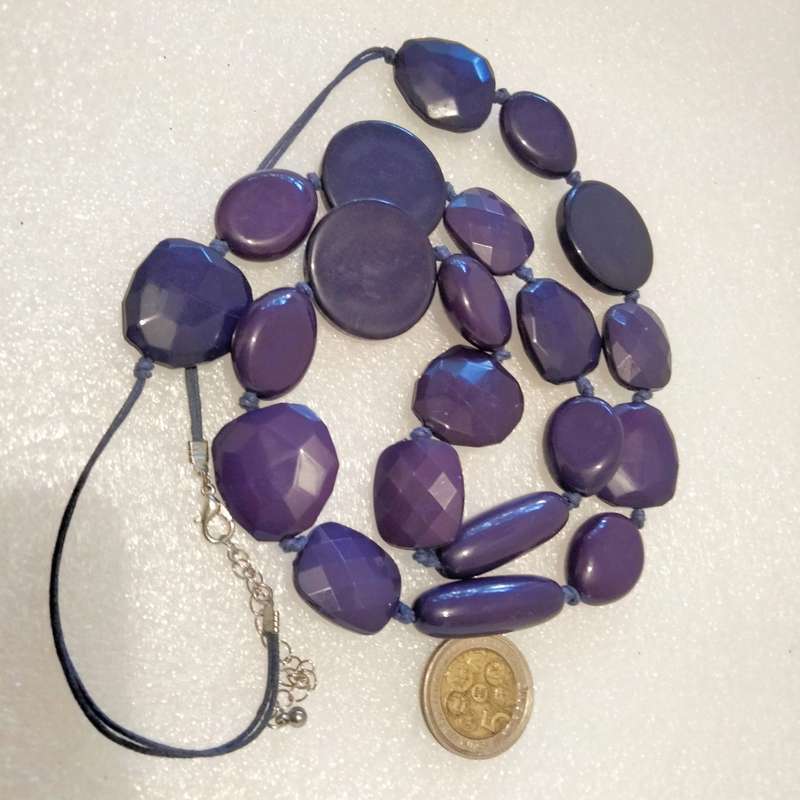 NECKLACE vintage purple multiple sizes design composite beads hand knott between each bead