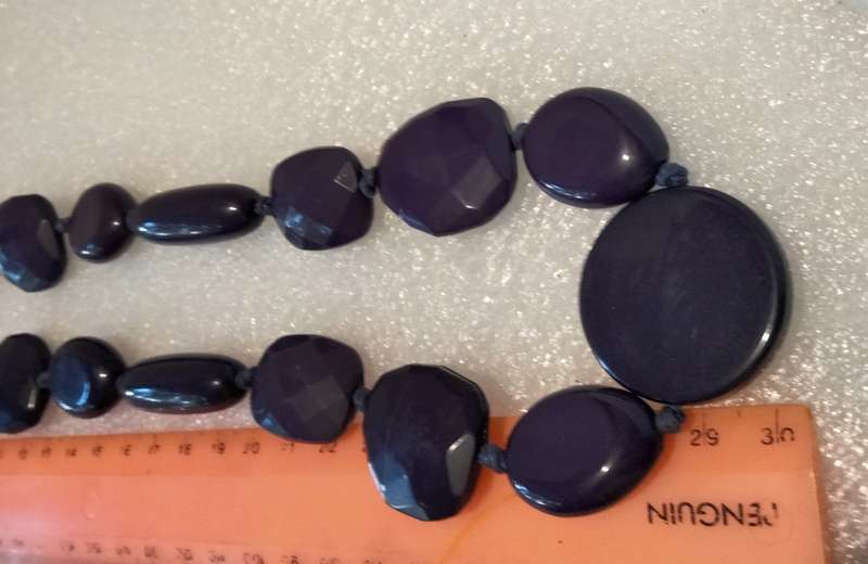 NECKLACE vintage purple multiple sizes design composite beads hand knott between each bead