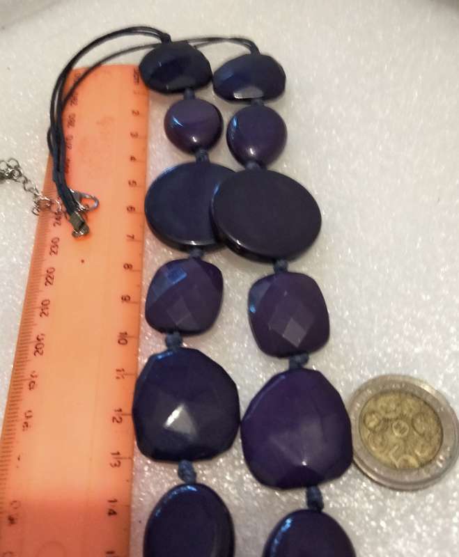 NECKLACE vintage purple multiple sizes design composite beads hand knott between each bead