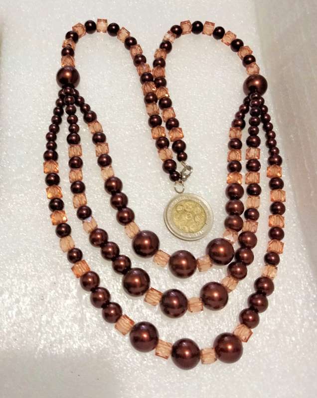 NECKLACE Bib  purple glass beads interspaced square lighter LOOK at my BUY NOW LISTINGS NO WAITING