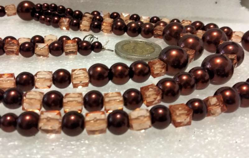 NECKLACE Bib  purple glass beads interspaced square lighter LOOK at my BUY NOW LISTINGS NO WAITING