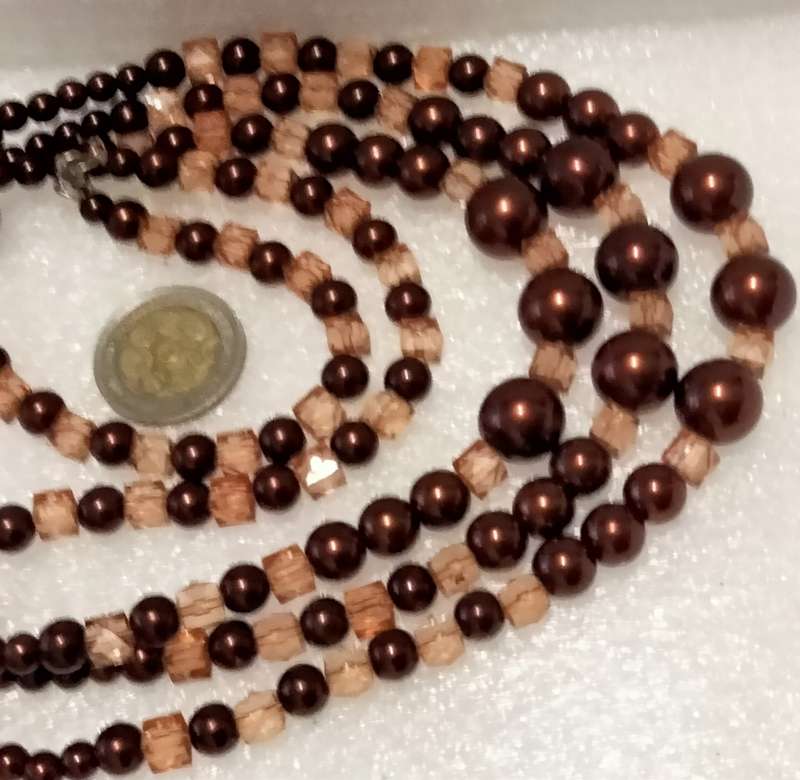 NECKLACE Bib  purple glass beads interspaced square lighter LOOK at my BUY NOW LISTINGS NO WAITING