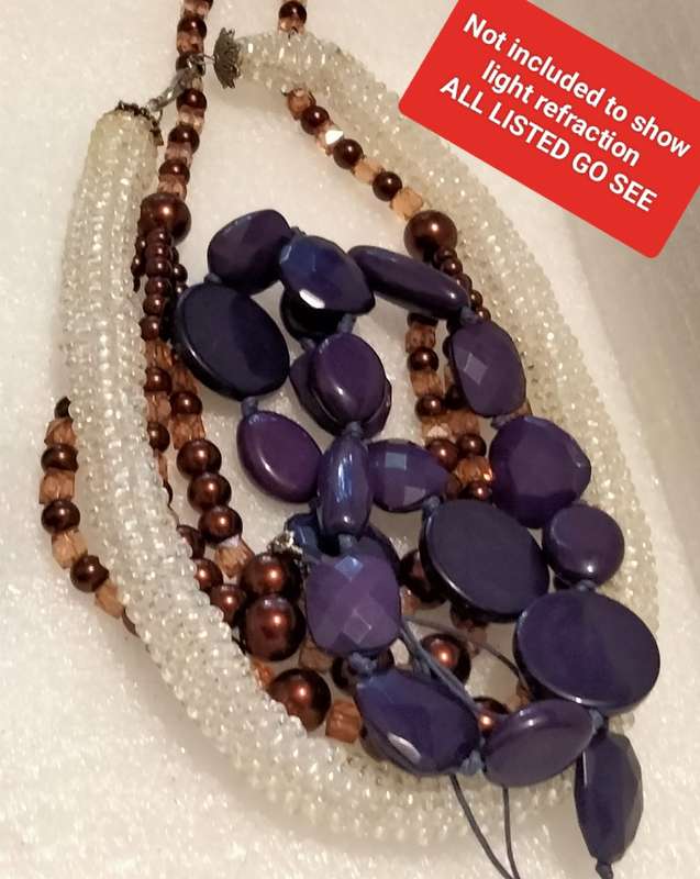 NECKLACE vintage purple multiple sizes design composite beads hand knott between each bead