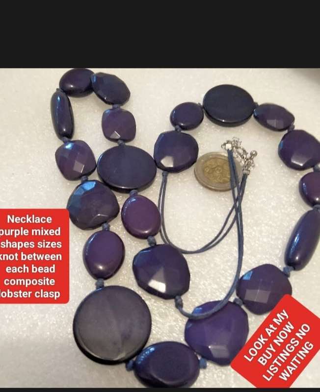 NECKLACE vintage purple multiple sizes design composite beads hand knott between each bead