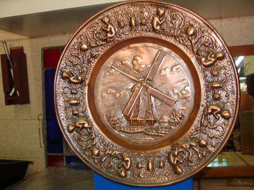 !!BEAUTIFUL!!!  !LARGE - OLD COPPER CHARGER PLATE - RIM DECORATED WITH MUSICAL PUTI !!!FAB !!!FAB!!!