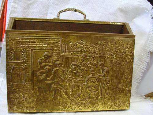 BOX  *ANTIQUE BRASS DUTCH EMBOSSED - MAGAZINE/RACK HOLDER