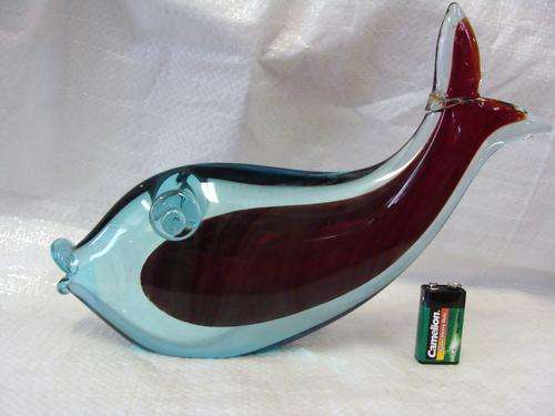 BEAUTIFUL!!LARGE VINTAGE MURANO GLASS FISH CIRCA 1960`s damage