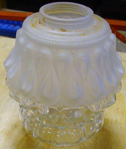 Lamp Shade Glass*EXQUSITE  TWO TONE -FROSTED Glass TOP Clear bottom IN STYLE OF Lalique glass