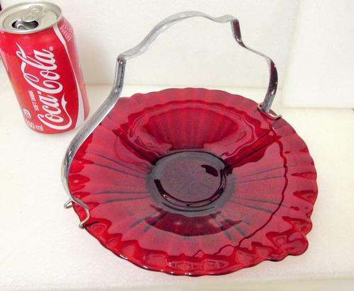 ANCHOR HOCKING ROYAL RUBY RED GLASS -DEPRESSION  CIRCA 1938 SNACK BOWL