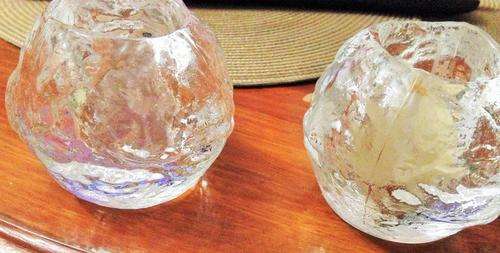 SWEDEN 1742*KOSTA BODA2"SNOWBALL"eachWeigh712 gramVotiveThick glass + 2 SMALL CONTROALL FOR ONE BID
