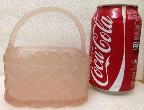 Ornament Frosted Satin GLASS pink Basket Look At My BUY NOW NO WAITING