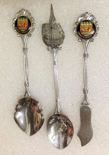 BUTTER knife SUGAR Spoon +TEA Spoon[PEAK CH CH] -Souviner of Christ Church New Zealand