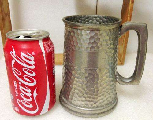 ENGLISG TANKARD 1 VTG  PEWTER  EM-ESS-NICE THING !! Great Country  Charm  decor !!