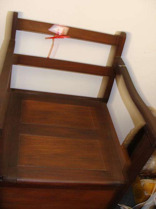 WOODEN COMMODE  - STABLE- SMART LOOKING CHAIR WHEN NOT IN USE