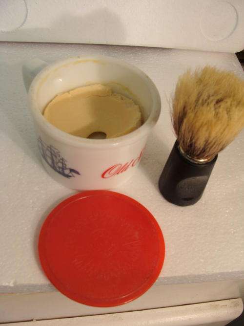 OLD SPICE MUG WITH LID AND SOAP + SHAVING BRUSH