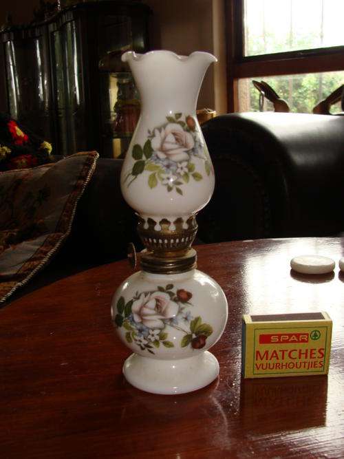 MILK GLASS MINI LAMP- VERY VERY DECORATIVE