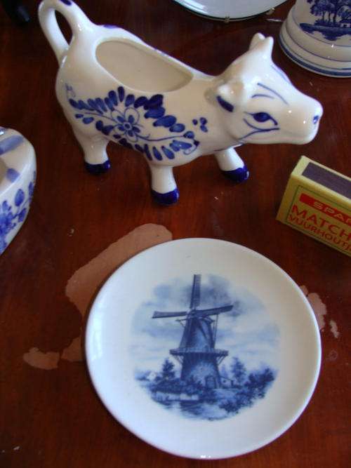 Delft Plate with windmill scene & Cow milk jug