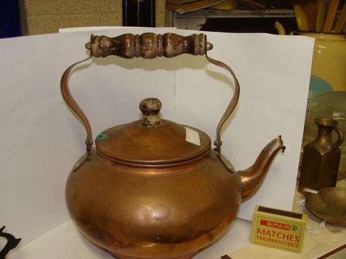 Vintage COPPERED KETTLE %%%%%GREAT COUNTRY KITCHEN DECOR!!rust dings