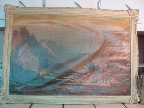 TINUS de JONGH-(S.A. artist deceased) PRINT- OLD FRAME -BOTH needs TLC-SEE LARGE PICTURES