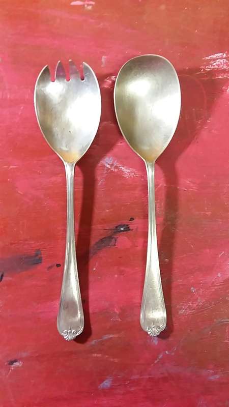 Salad Fork and Spoon Set Scroll Handle