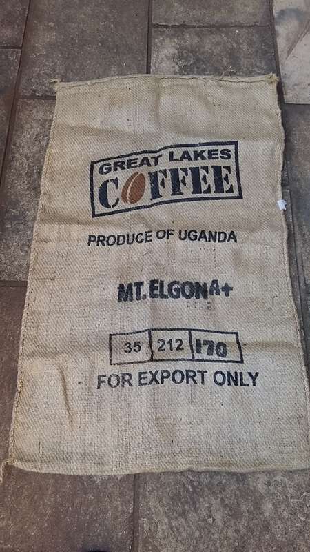 BRANDED COFFEE SACKS : GREAT LAKES COFFEE: MADE IN UGANDA:  FOR USE IN UPHOLSTERY