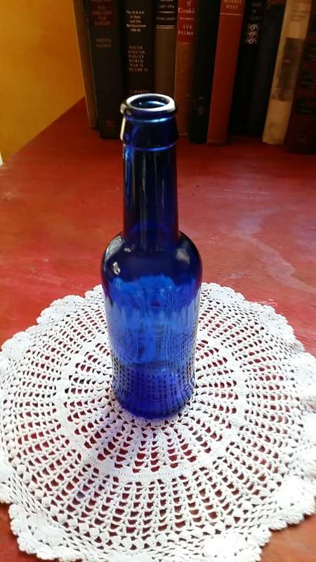 SET of 3 VINTAGE CIDER BLUE BOTTLES