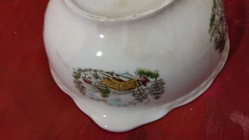MARKED ENGLISH PORCELAIN ALFRED MEAKIN FAMOUS COTTAGES RANGE SALAD OR SERVING BOWL : JOHN PEEL COTTA
