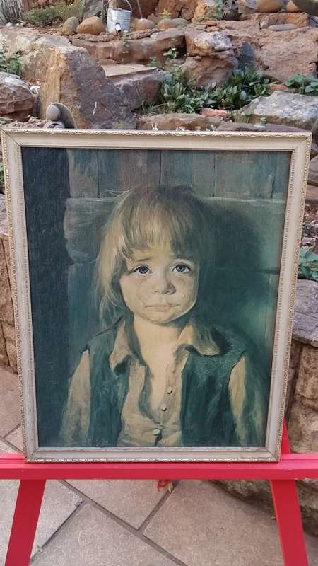 VINTAGE PRINT OF BOY CRYING
