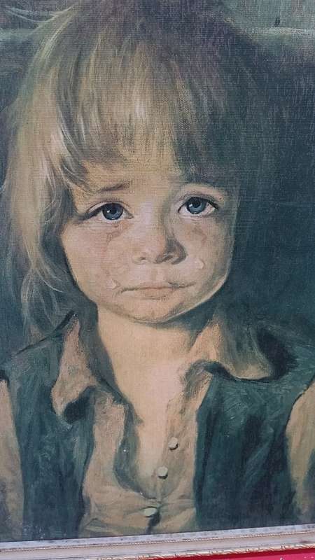 VINTAGE PRINT OF BOY CRYING
